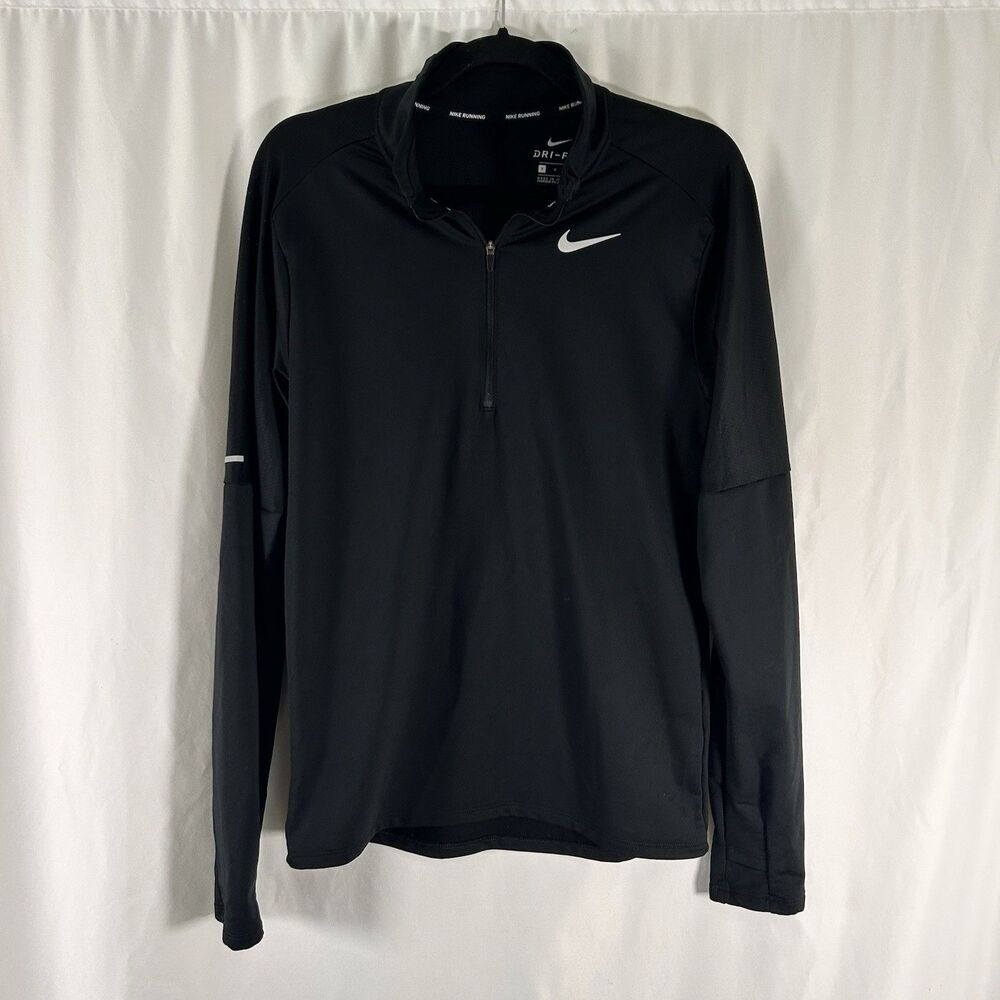 Nike Running 1/4 Zip Jacket Men's Small Black Long Sleeve Reflective Lightweight